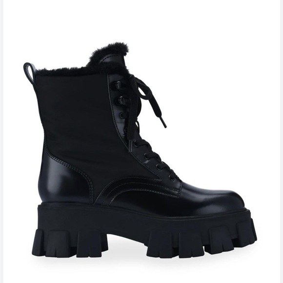 New Marc Fisher Happier Faux Fur Lug Sole Combat Boots - Sz 5.5 - Picture 5 of 13